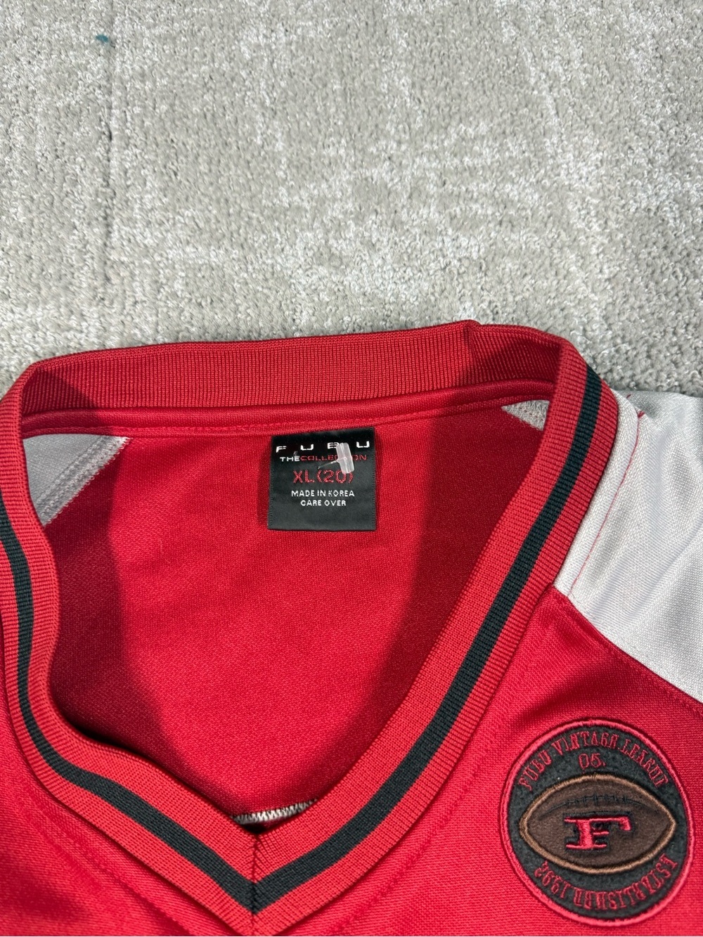 Vintage Y2K FUBU Long Sleeve Red Gray Jersey Made in Korea Size XL - Picture 3 of 7